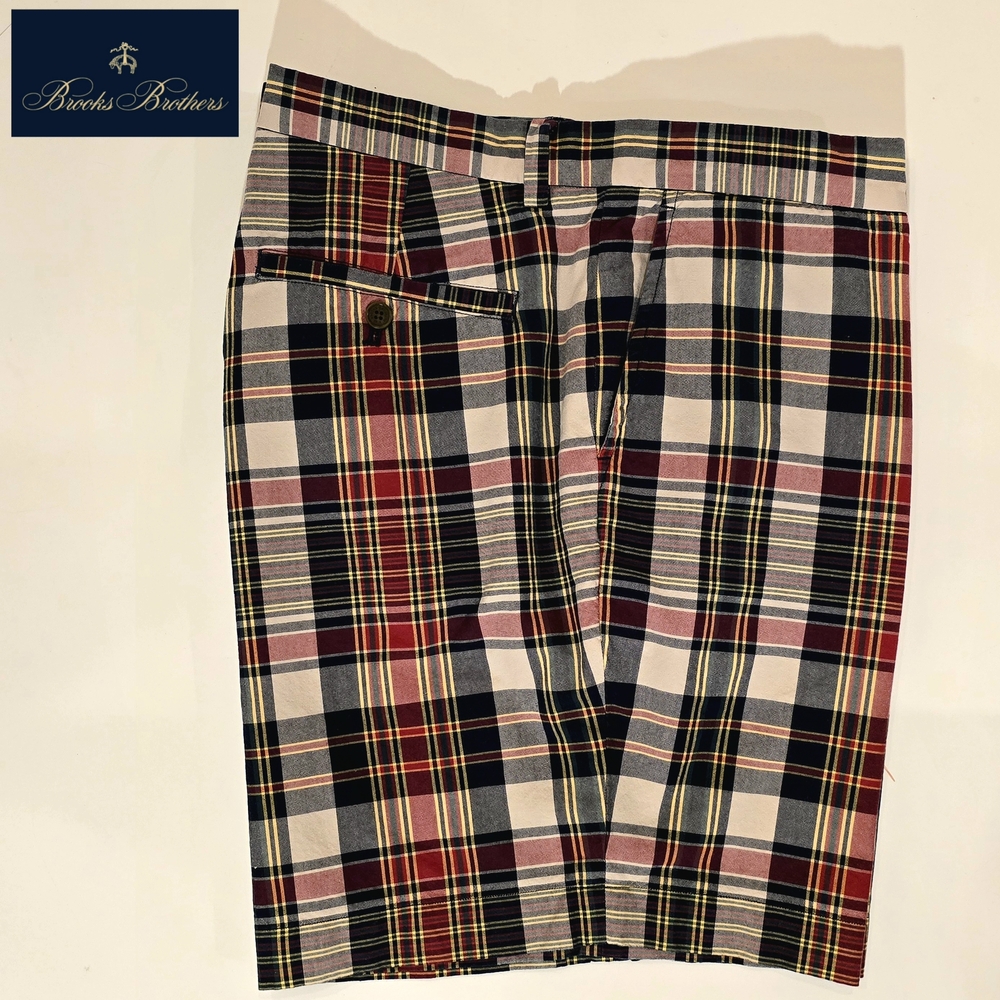 Brooks Brothers Men's Size 40 Flat Front Plaid Bermuda Golf Shorts